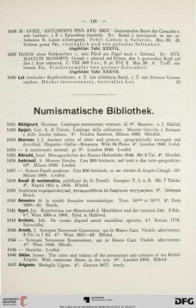 Numismatische Bibliothek (Nr. 1631-2053)