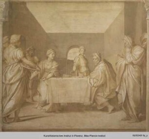 Zyklus mit Szenen aus dem Leben Johannes' des Täufers : Herodes erhält das Haupt Johannes' des Täufers