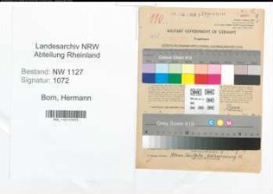 Entnazifizierung Hermann Born , geb. 06.02.1912 (Kaufmaennische Hilfskraft)