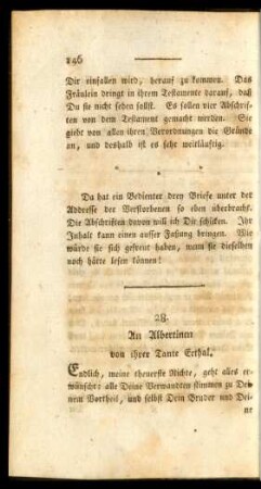 28. Albertinen von ihrer Tante Erthal.
