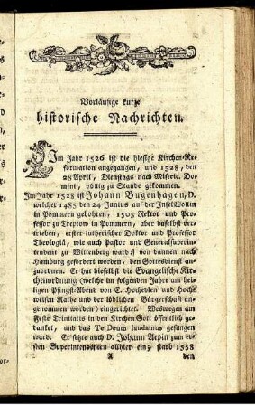 Vorläufige kurze historische Nachrichten.