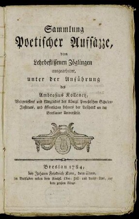 Sammlung Poetischer Aufsäzze