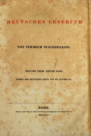 Deutsches Lesebuch. 3,1. Proben der deutschen Prosa seit 1500 ; Bd. 1