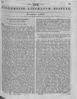 Huldigung den Frauen. Taschenbuch für das Jahr 1835. Hrsg. v. I. F. Castelli. Wien: Tendler 1835