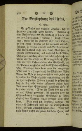 Die Verstopfung des Urins.