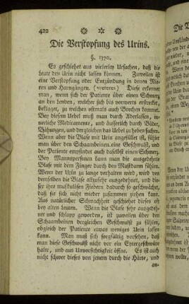 Die Verstopfung des Urins.