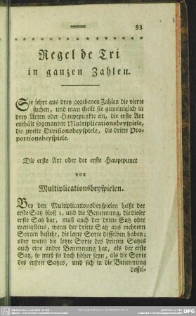 Regel de Tri in ganzen Zahlen