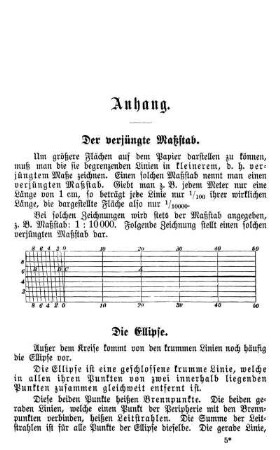 Anhang. Der verjüngte Maßstab. Die Ellipse.