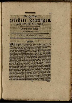 Zwanzigstes Stück, den 19ten May 1792.