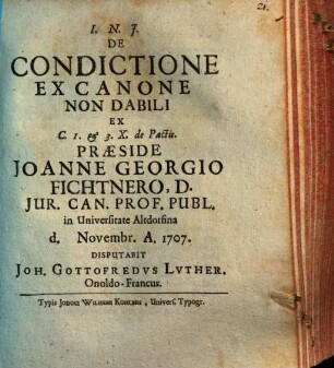 De Condictione Ex Canone Non Dabili Ex C. 1. & 3. X. de Pactis