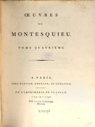 Oeuvres De Montesquieu. 4