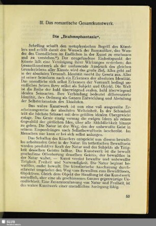 III. Das romantische Gesamtkunstwerk
