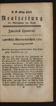 Zweites Quartal. 14tes Stück