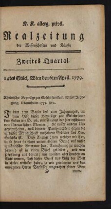 Zweites Quartal. 14tes Stück