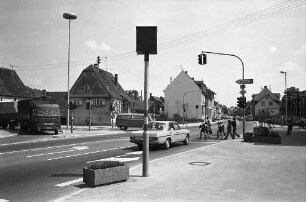 Gefährliche Kreuzung B 10 Augustenburgstraße/Kirchstraße in Grötzingen unweit der Schloßschule