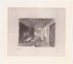 Wohnhäuser, St.Loup/Versoix (Häuser Schwebes und Platz): Haus Platz: Perspektivische Ansicht (Kellerstübchen)