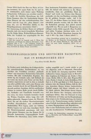 1: Niederländischer und deutscher Backsteinbau in romanischer Zeit