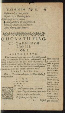 Q. Horatii Flacci Carminum Liber III.