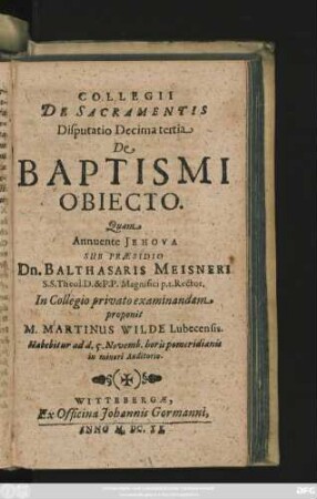 13: De Baptismi Obiecto
