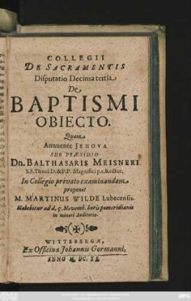 13: De Baptismi Obiecto