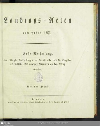 1833/34,3: Landtags-Acten / Die königlichen Mittheilungen
