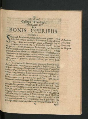 Disputatio XIV. De Bonis Operibus.