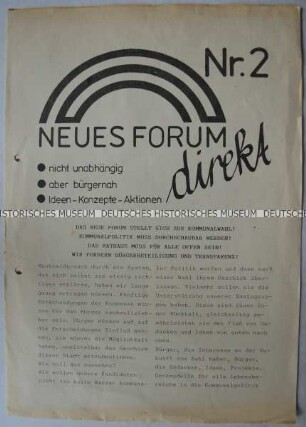 Flugschrift des Neuen Forums zur Kommunalpolitik der DDR