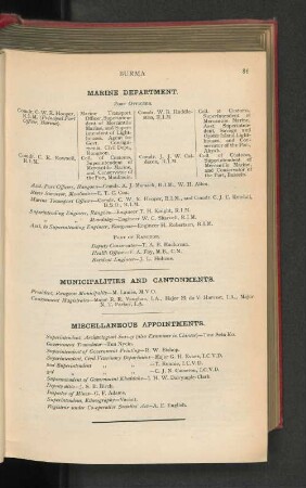 Municipalities And Cantonments.