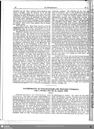 Geschäftsbericht des Zentralverbandes der Deutschen Uhrmacher vom 1. Oktober 1917 bis 31. August 1919 (Schluss)