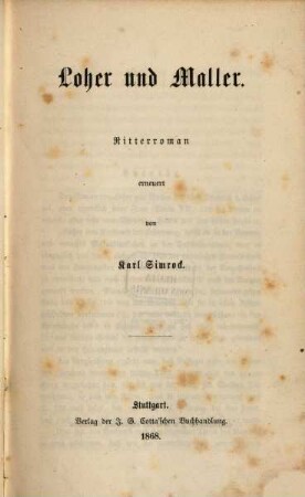 Loher und Maller : Ritterroman