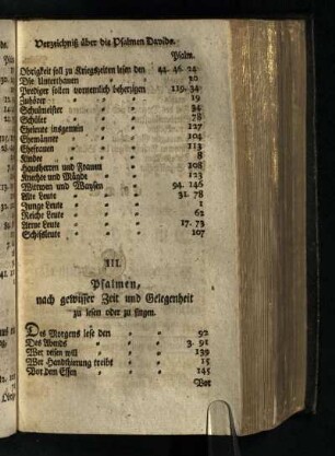 III. Psalmen, nach gewisser Zeit und Gelegenheit zu lesen oder zu singen
