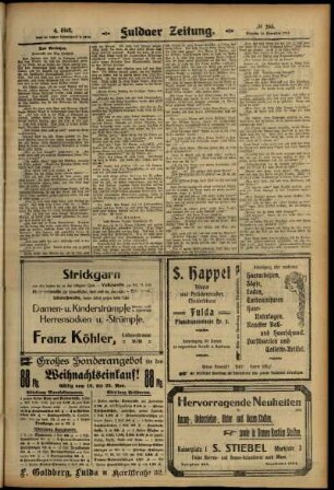 Vierte Ausgabe vom Dienstag, den 19. November 1912.
