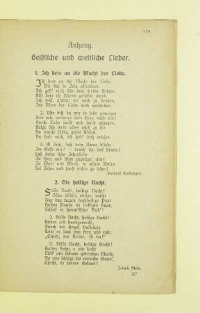Anhang. Geistliche und weltliche Lieder