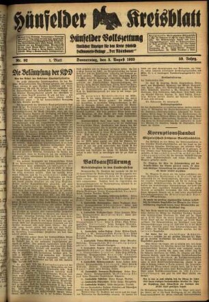 Erste Ausgabe vom Donnerstag, den 03. August 1933.