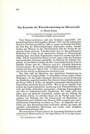 Zur Kenntnis der Wiesenbewässerung im Schwarzwald