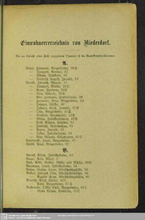 Einwohnerverzeichnis Niederdorf : Einwohnerverzeichnis von Niederdorf