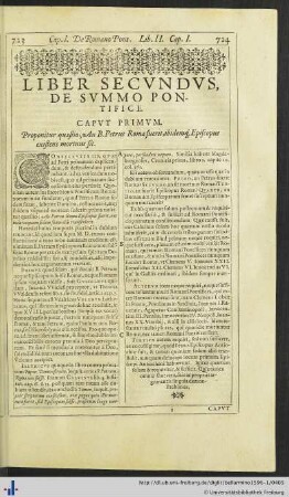 Liber Secundus, De Summo Pontifice.