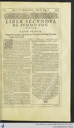 Liber Secundus, De Summo Pontifice.