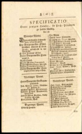 Specificatio Derer jenigen Häuser, so Pech-Pfannen zu halten schuldig