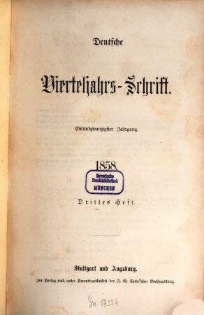 Deutsche Vierteljahrs-Schrift. 1858,3/4 = Jg. 21