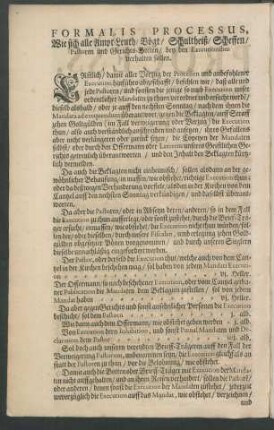 Formalis Processus, Wie sich alle Ampt-Leuth, Vögt, Schultheiß, Scheffen, Pastoren und Gerichts-Botten, bey den Executionibus verhalten sollen.