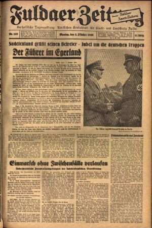 Ausgabe vom Montag, den 03. Oktober 1938.