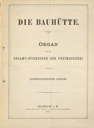 Die Bauhütte : Zeitschrift für deutsche Freimaurerei. 37. 1894