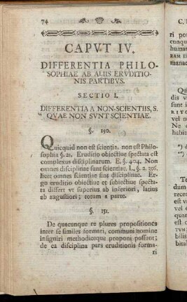 Caput IV. Differentia Philosophiae Ab Aliis Eruditionis Partibus.