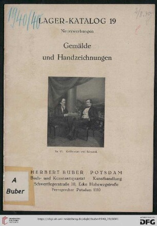 Nr. 19: Lager-Katalog: Gemälde und Handzeichnungen