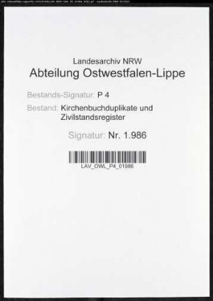 Zivilstandsregister der Stadt Lippstadt (G 1813). (Gemeinde: Lippstadt, Kreis Lippstadt)