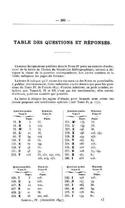 Table des questions et réponses.