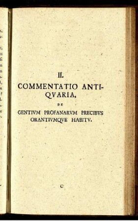 II. Commentatio antiquaria [...]
