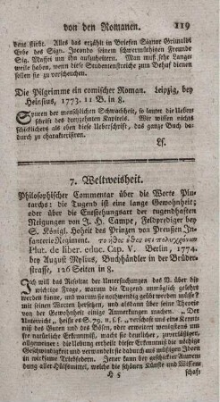 Philosophischer Commentar über die Worte Plutarchs: die Tugend ist eine lange Gewohnheit.