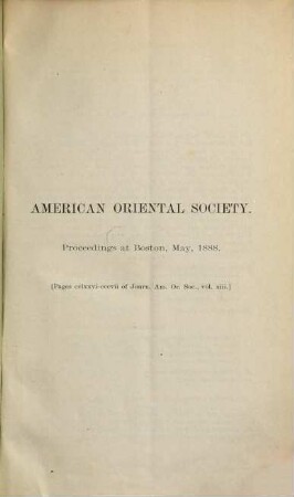 Proceedings of the American Oriental Society. 1888, Mai
